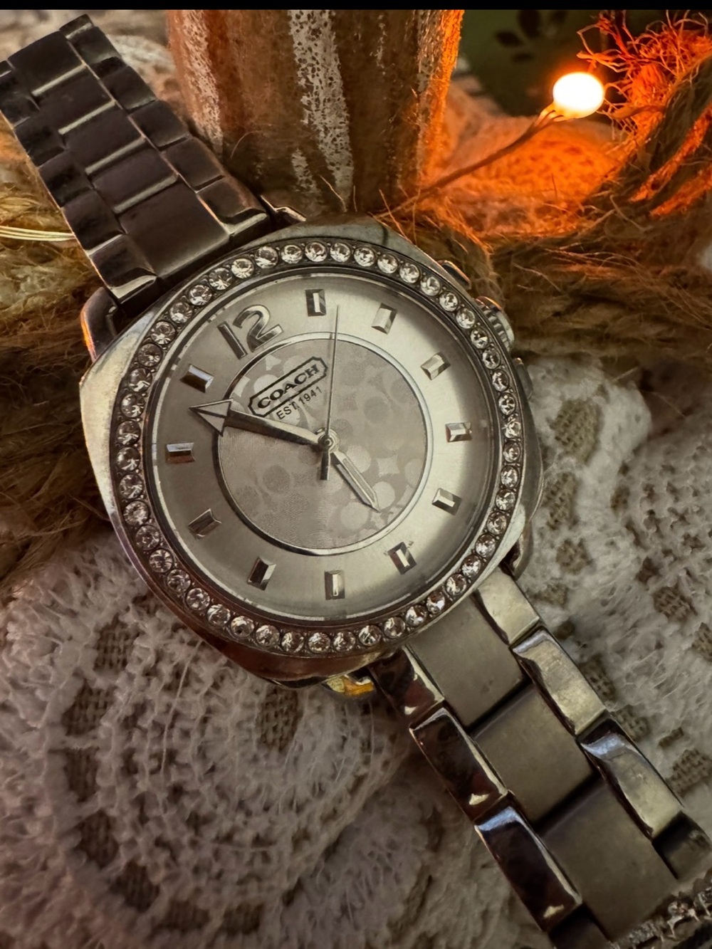 Coach Silver Crystal Accent Women's Bracelet Watch